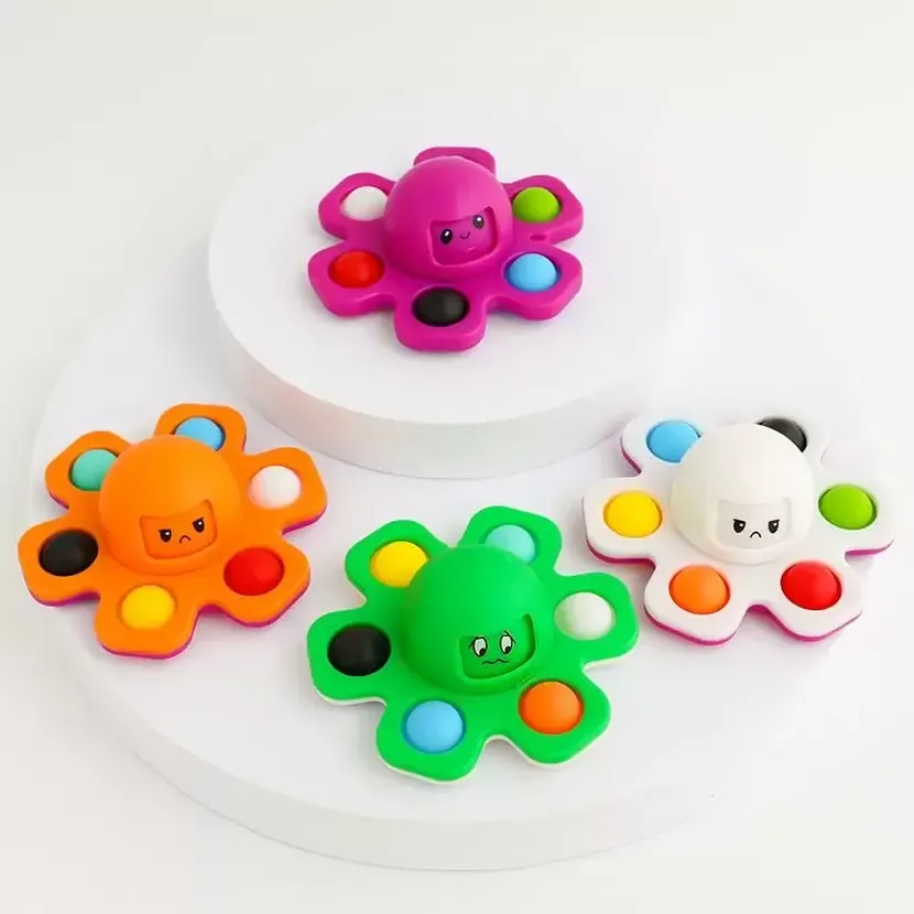 

Face Fidget Sensory Bubble Spinner Gyro Cellphone Straps Finger Toys Simple Dimple Push Spinning Top Gyroscope Decompression Stress Reliever BS29