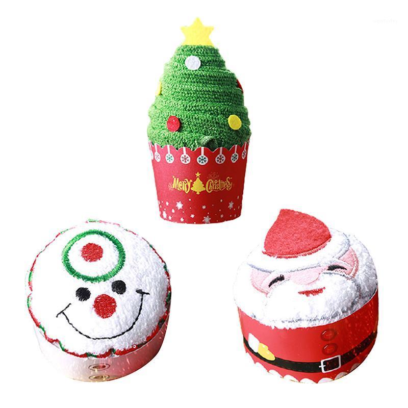 

Party Decoration Christmas Cake Shape Cotton Towel Creative Gift Santa Snowman Tree El Family Room Holiday