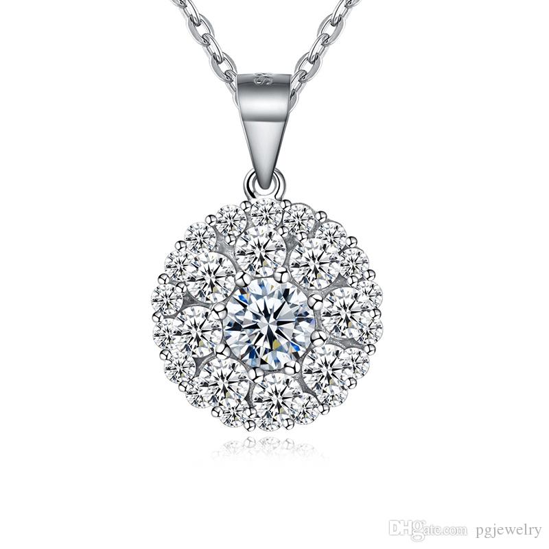 

2018 New arrival 925 sterling silver Rotating pendant necklace with white zircon fine Jewelry making for women gifts PTEN003