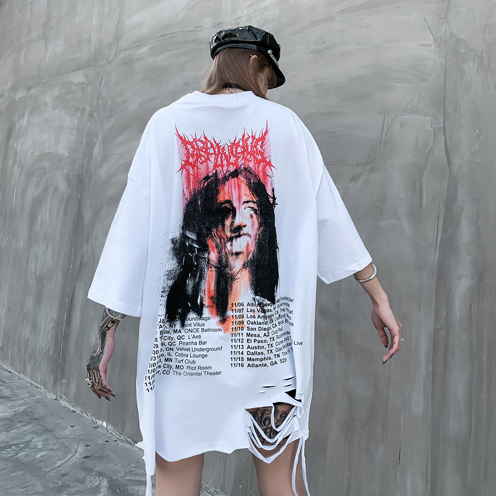 

2021 New Aesthetic Sexy Gothic Oversized Summer Punk Clothes Tops Goth Graphic Tees Streetwear Fashion Shirt Women Clothing Xv6g, Black