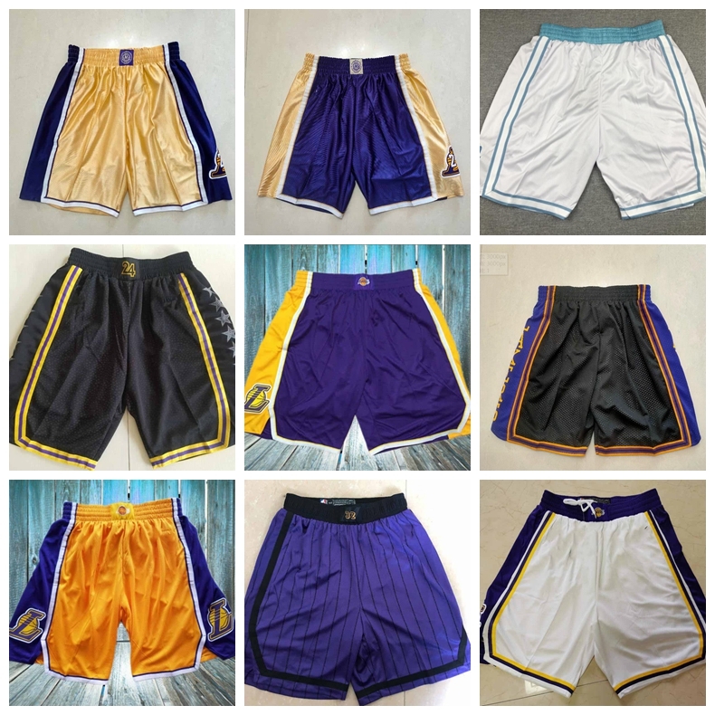 

Nba' basketball shorts Los' Angeles' Lakers' teams salute Embroidered made of fine fabric, 10