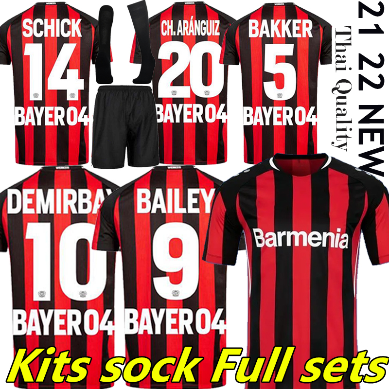 

2021 2022 Leverkusen Soccer Jerseys 04 Bayer DEMIRBAY Wirtz BAKKER BAILEY Football Shirt HOME CH Aranguiz Paulo Schick Camisetas Men Kids Kits sock Full sets jersey, 21-22 home