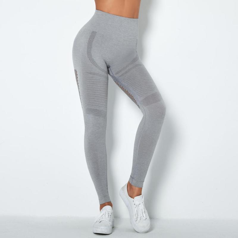 

High Waist Yoga Leggings Women Push Up Gym Leggings Hollow Out Breathable Stripe Legging Seamless Fitness Sport Pants