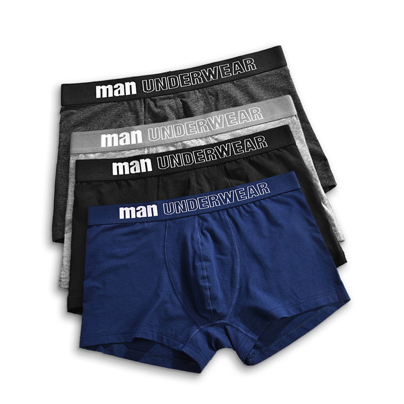 

mens panties boxer men underpants men underwear male men cotton boxer shorts solid trunks, Black