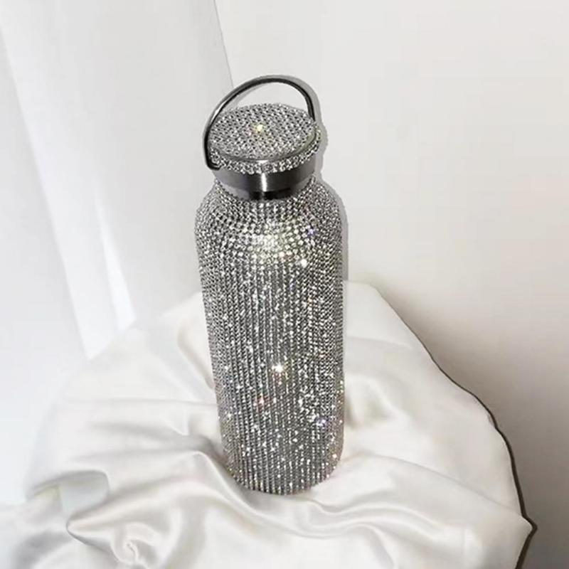 

water bottles creativity insulated durable rhinestone vacuum cup stainless steel flask bottle drinking kettle