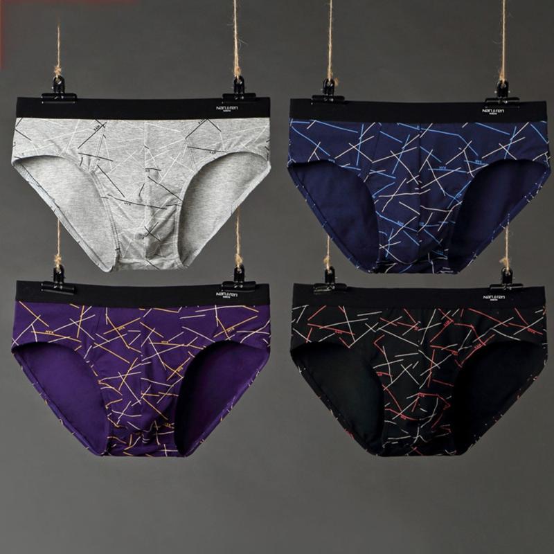 

Underpants 4 Pcs Men Solid Color Briefs Cotton Comfortable Breathable Bottoms Men's Underwear Youth Breath, Black;white