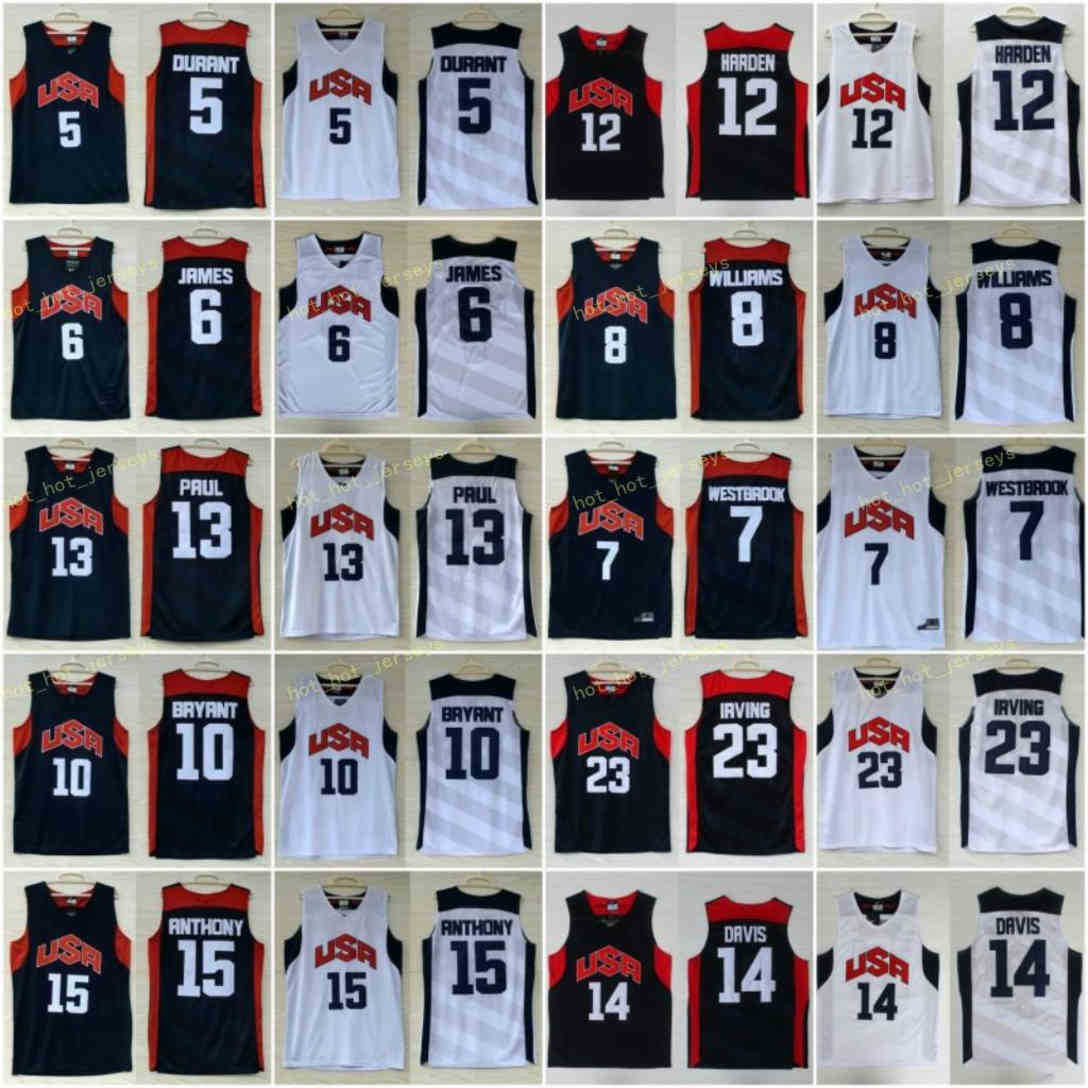 

Vintage 2012 Dream Team Ten Jersey Kevin 5 Durant Kebe 10 Bryamt James 12 Harden Chris 13 Paul Basketball Jerseys American Team, As