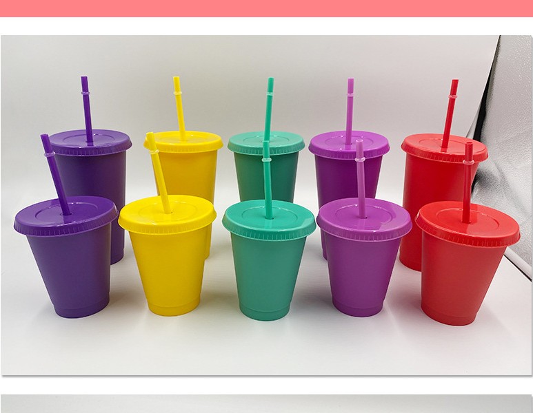 

16OZ/470ML Plastic Beverage Juice Cup And Straw Magic Coffee Cup Plastic Cup You Can Customize the logo DHL Free Shipping