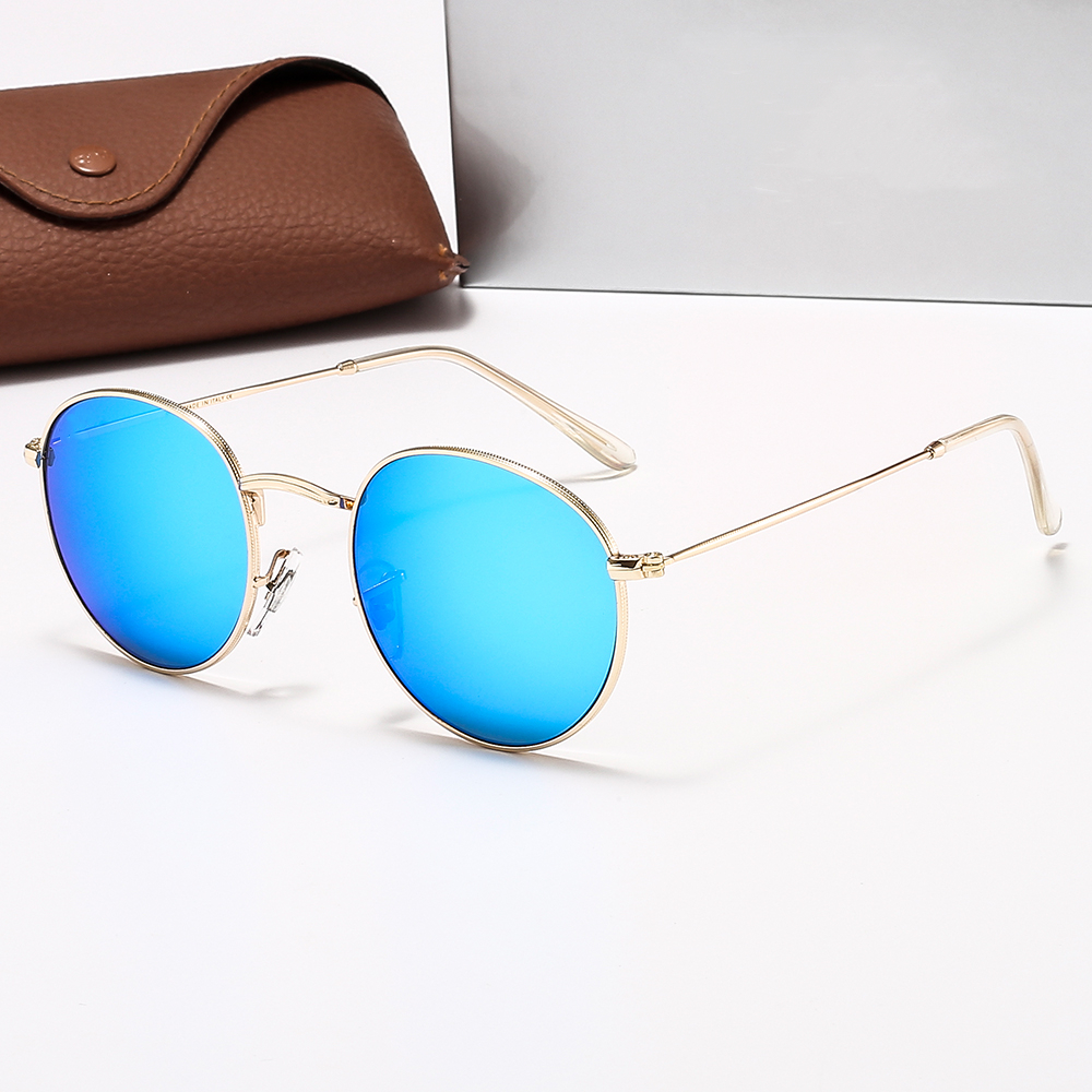 

brand design classic round sunglasses uv400 eyewear metal gold frame sun glasses men women mirror sunglasses polaroid glass lens, White;black