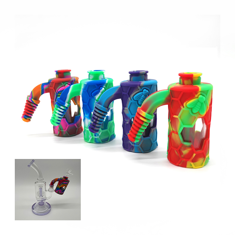 

Glass and silicone ash catcher Not fragile Double filter Smoking Accessories