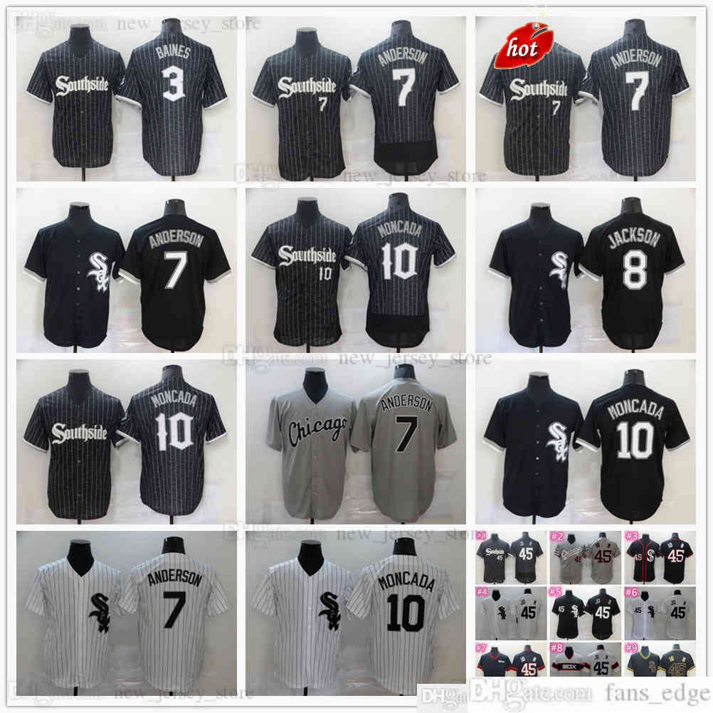 

2022 Black City Connect Baseball Jersey Stitched 7 Tim Anderson 10 Yoan Moncada 3 Harold Baines 8 Bo Jackson Jerseys Gray White No Number Name, Same as picture