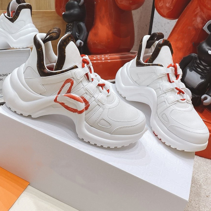 

Designer Classic Leather Mesh Women Casual Shoes High Quality Thick Soles Non-slip Sneakers Fashion Wear-resistant Daddy Shoe Luxury Lace-up Personality Trainers, Color2