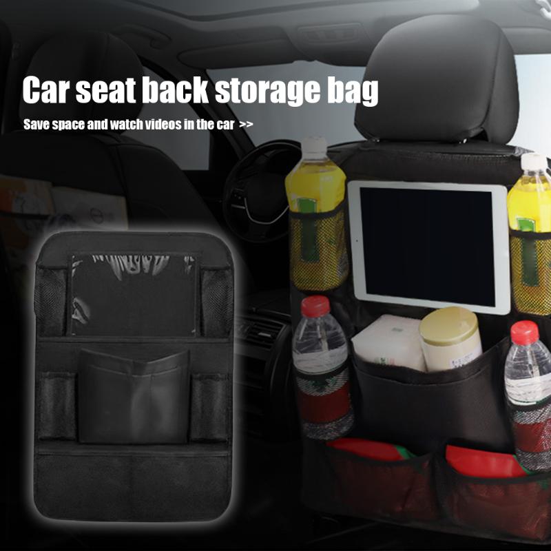 

Car Organizer Backseat 420D Oxford Cloth + Transparent PVC Film Storage Bag Multi Pocket Seat Back Hanging Pouch Black 60*40mm