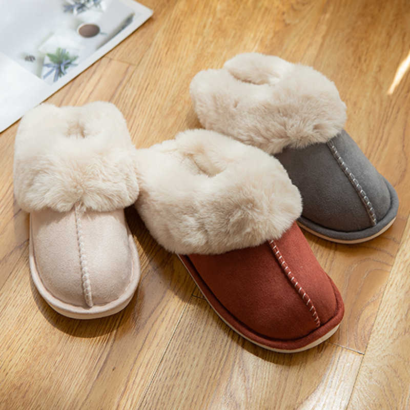 

Female And Male Couple Winter Plush Slipper Solid Color Cotton Shoes Women Home Indoor Slipper Men Household Warm Slipper H0827, Pink
