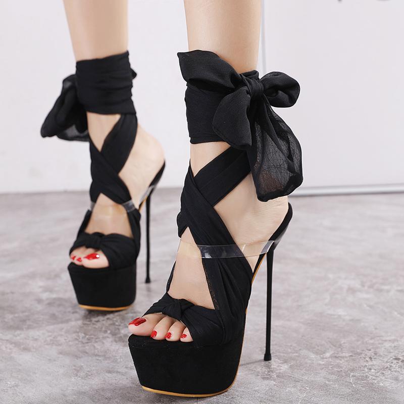 

Black Shoes Sexy Cross Strappy High Heels Sandals New Design Sandles Women Summer Platform Gladiator Sandals Zapatos De Tacon