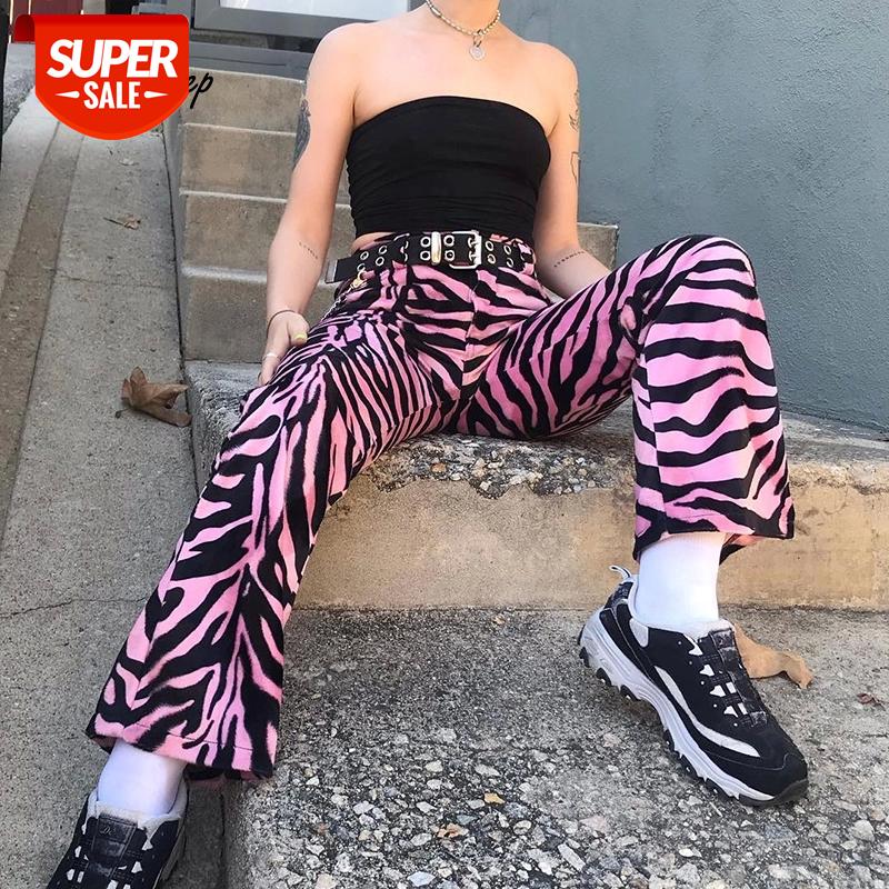 

Weekeep Pink Zebra Animal Print Fashion Streetwear Flare Pants High Waist Button Fly Slim Trousers Vintage 90s Punk Women Pants #Yd2p, Black;white