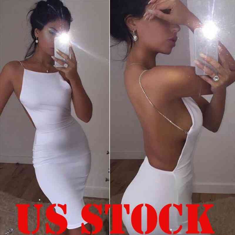 

Us Sexy Women Bandage Club Mini Dress White Elegant Backless Dress, Black;gray
