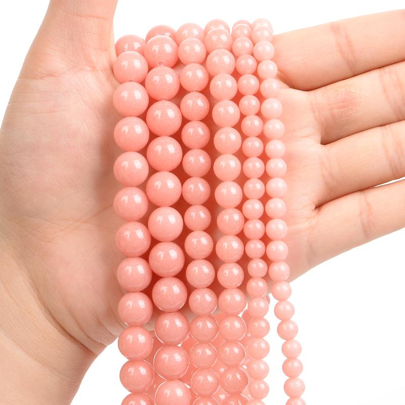 

Other 1Strand/Lot 6/8/10mm Natural Stone Pink Luminous Round Beads Loose Spacer Bead For Jewelry Making DIY Accessories