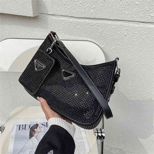 

Women's new armpit single shoulder portable women's Fashion Rhinestone bag Purse Outlet, White