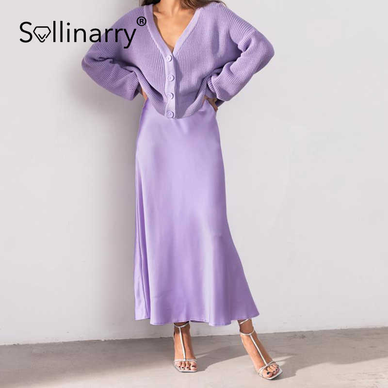 

Sollinarry High street wrap ladies maxi skirt autumn Elegant chain long Skirts for women solid A-line high waist ladies bottoms 210709, Green grey