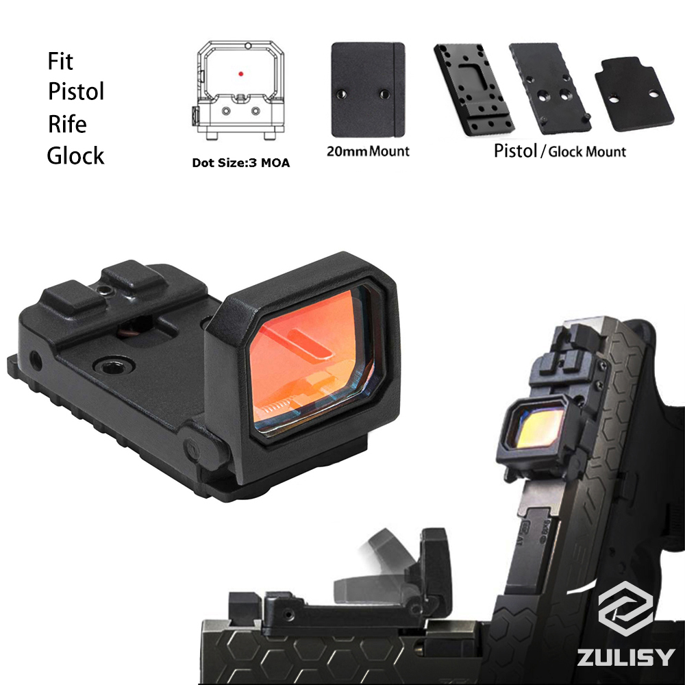 

2.5 MOA Flip Up Micro Red Dot Sight Scope Reflex Holographic VISM for Tactical Pistol Glo ck 17 19 RMR Base Rifle Picatinny Rail Mount