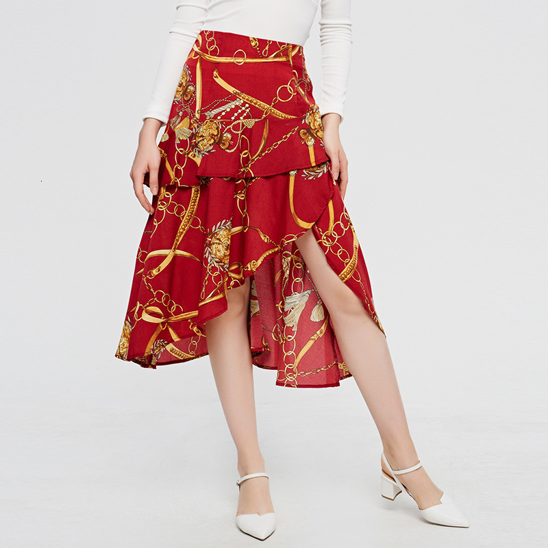 

2021 New Fashion Summer Asymmetrical Knee Length Sexy Ladies Skirt Casual Red Midi Skirts Women Gbga, 01