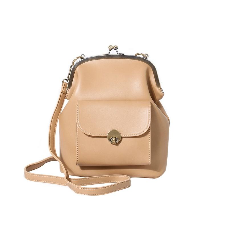 

Vintage Women shoulder bags Korean style Metal Buckle clip Ladies Handbags PU Leather lady Sling bag female Crossbody Bag Black
