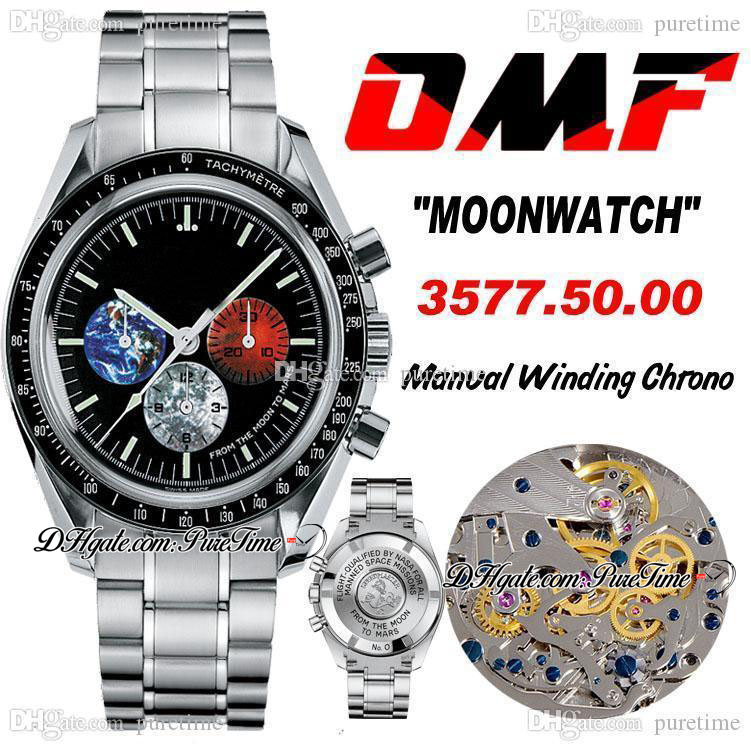 

OMF Moonwatch 3577.50.00 Manual Winding Chronograph Mens Watch Black Dial Color Subdial Stainless Steel Bracelet Best Edition Puretime OM59, Customized waterproof service