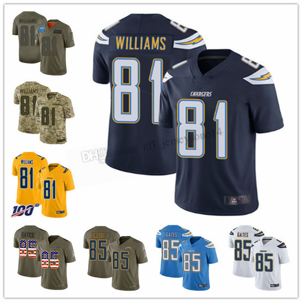 

Mens women youth new losangeleschargers81 Mike Williams 85 Antonio Gates white blue 100th Season Vapor Limited Throwback F, Black