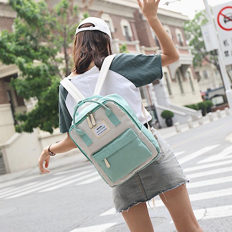 

Backpack Ladies ShoppingBag Tote Bag Female Waterproof Computer Student School Oxford Cloth Backpa, Beige