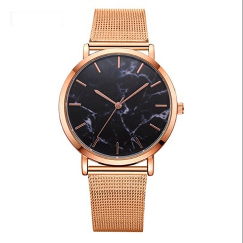 

Wristwatches Fashion Rose Gold Mesh Band Creative Marble Female Wrist Watch Luxury Women Quartz Black Watches Gifts Relogio Feminino Orologi