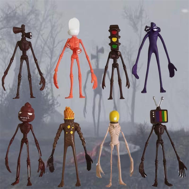 

8Pcs/Set Siren Head Toy Action Figure Sirenhead Figure Horror Model Doll Sculpture Shy Guy Urban Legend Foundation Scp Kids Toy K86