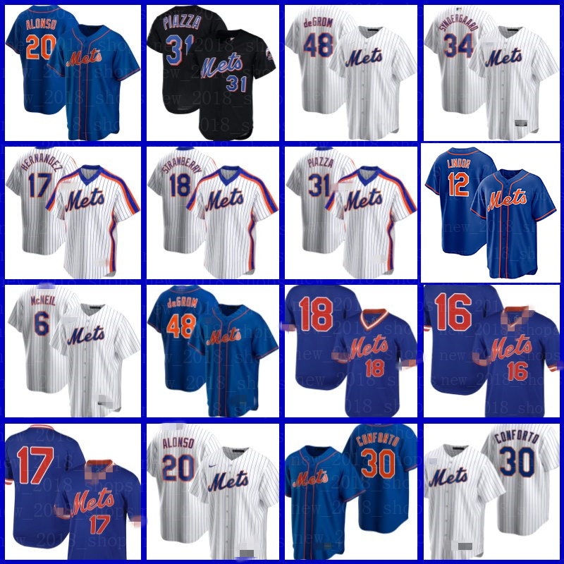 

New McCann York Pete Alonso Mets Francisco Lindor Max Scherzer Baseball Jersey Jacob deGrom Mark Canha Robinson Cano James McCann Jeff McNeil J.D. Davis Mark Canha Ed, Custom retro jersey