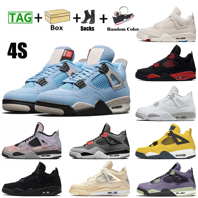 

University Blue Jorda 4 mens women Basketball Shoes jordens 4s messy room offs white oreo red thunder j4 black cat bred sb cactus jack jorden4s sneakers with box, 19 36-47 free game