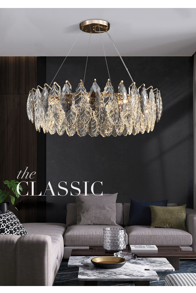 

LED Dimmable Crystal Goose Feather Gold Silver Lustre Chandelier Lighting Suspension Luminaire Lampen For Dinning Room
