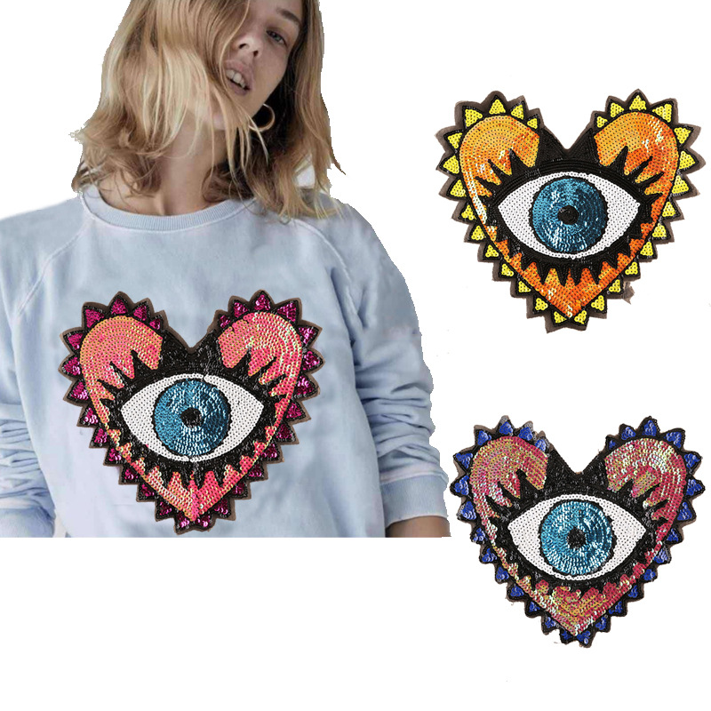 

LOGO design love sequins super large patch sewing accessorie Tools shirt embroidery custom, Black