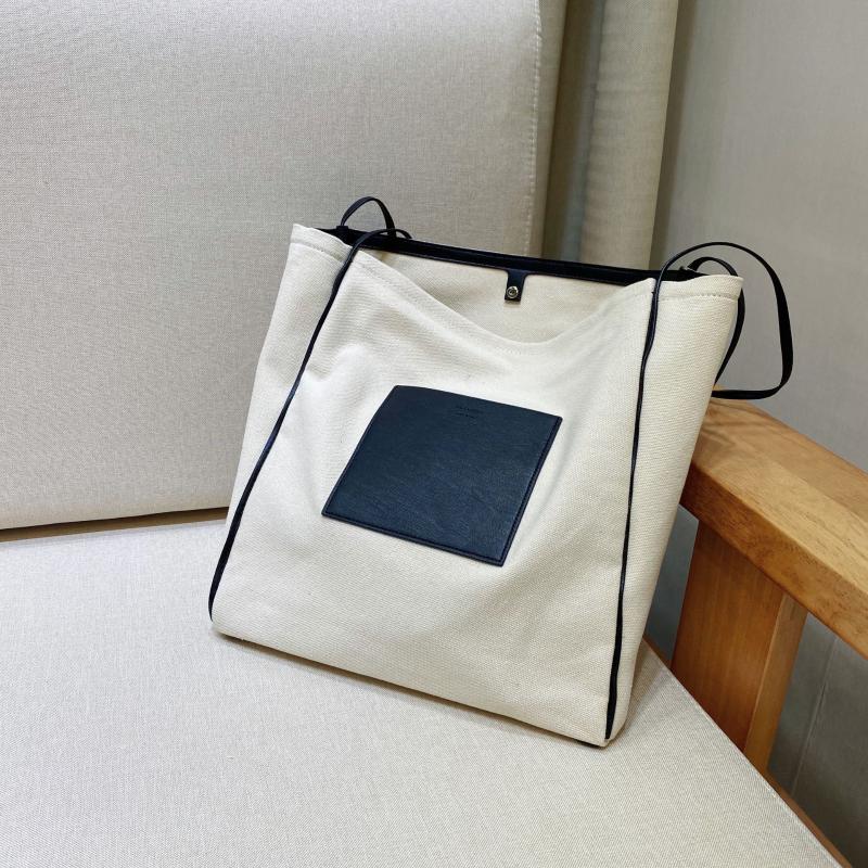 

Evening Bags Jilsander Cowhide Stitching Canvas Bag One Shoulder Ladies Generation Fashion, Winter white