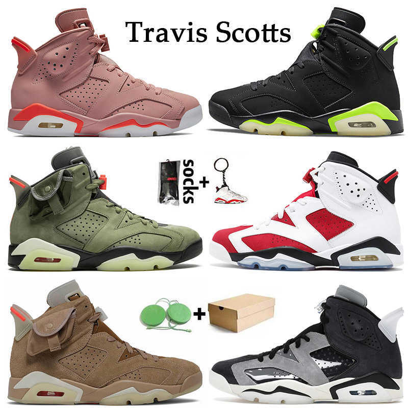 

2021 Jumpman 6 6s Basketball Shoes With Box Aleali May Electric Green Travis Scotts Retro British Khaki Cactus Jack Tech Chrome Trainers, Item24 sport blue 40-47