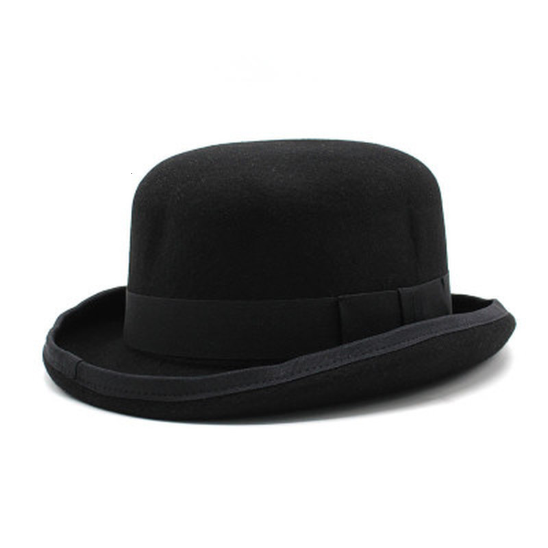 

2021 New Wool Fedoras Hat Autumn Winter Gentlemen Short Brim Style Solid Black Felt Hats Men Wedding Church Formal Jazz Caps Vnqx