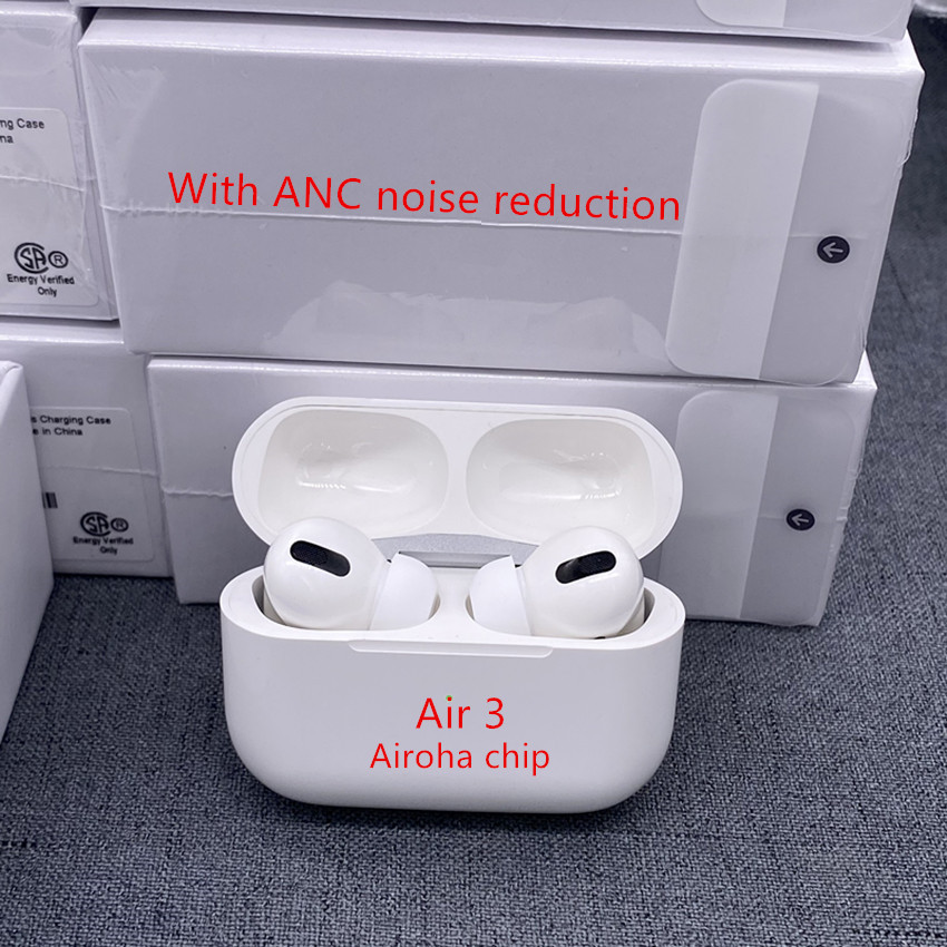 

With ANC Noise reduction transparent Air Gen 3 pro earphones Rename GPS Metal Hinge Wireless Charging Bluetooth Headphones Pods Earbuds 2nd Generation headset, White