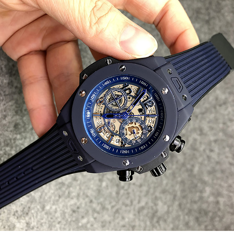 

1-6Men stopwatch wristwatch 40 mm quartz movement, date calendar all work dial leather strap watch men's outdoor sports business, 20