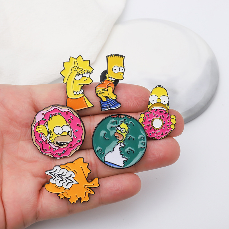 

for dripping oil brooch pin creative explosion style brooch cartoon simpson funny personality alloy