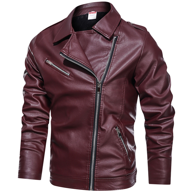 

Feather Men s Leather Jacket High Quality Stand Collar Retro Comfortable Warm Fashion Travel Commuter, Black