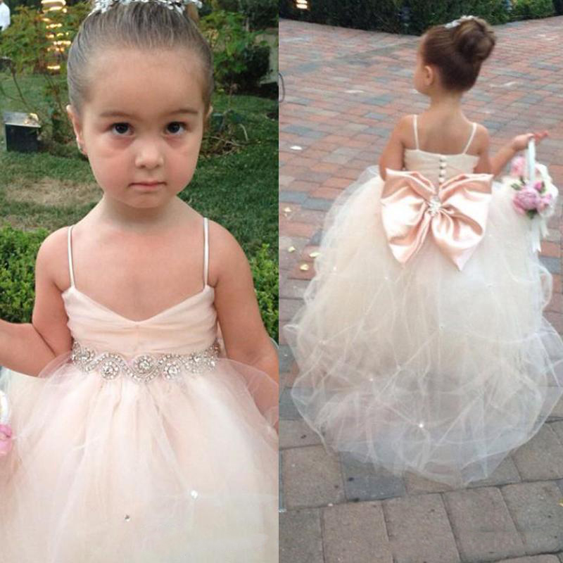

2021 Pageant Dresses For Girls Spaghetti Sleeveless Flower Girl Dresses White Ivory Champagne Kids Ball Gowns Wedding Dress Sash Beading Belt, Royal blue