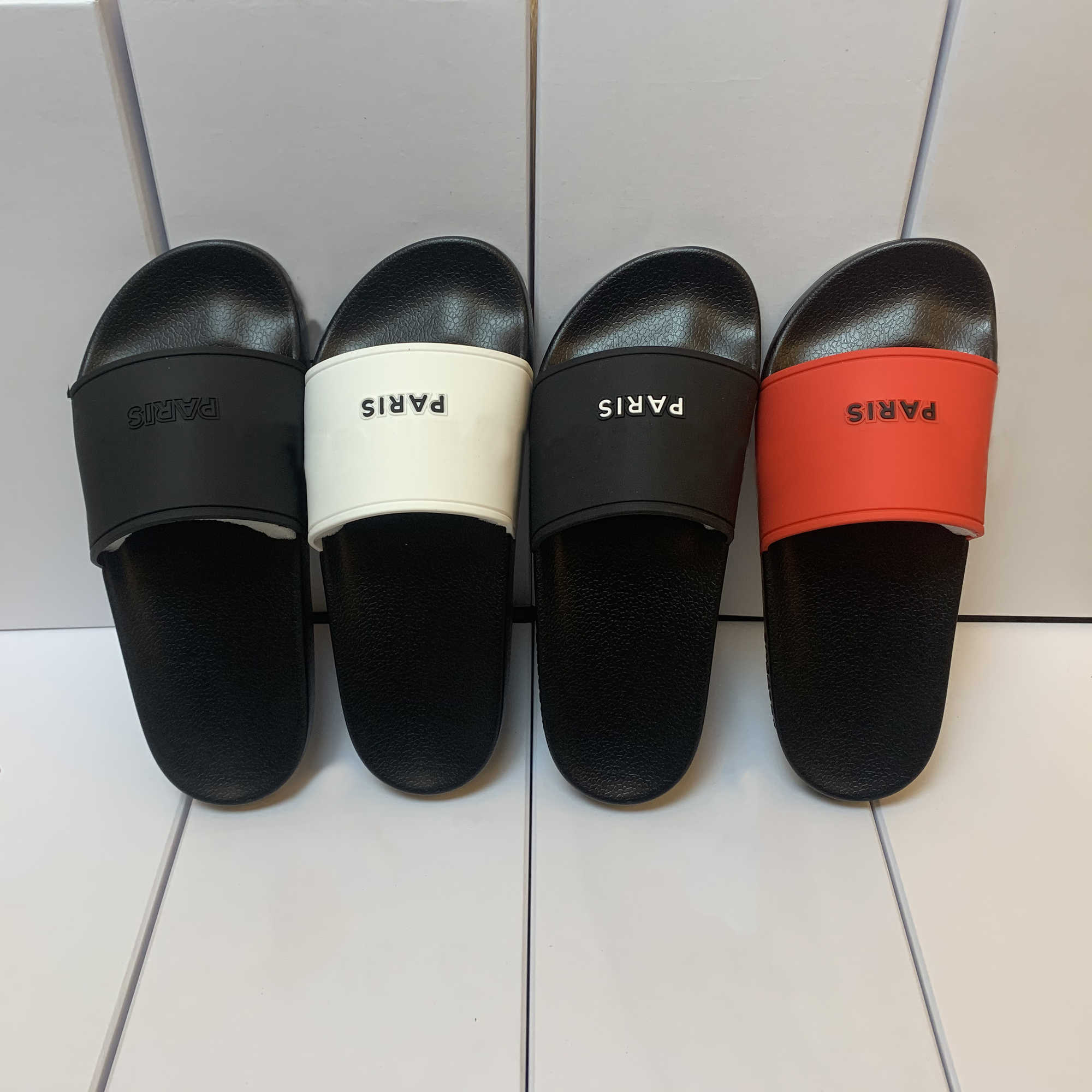 

Paris Fashion slides men Slippers Gear Bottoms Mens Striped Sandals casual Non-Slip Summer Slipper women Slide top Quality With Box large