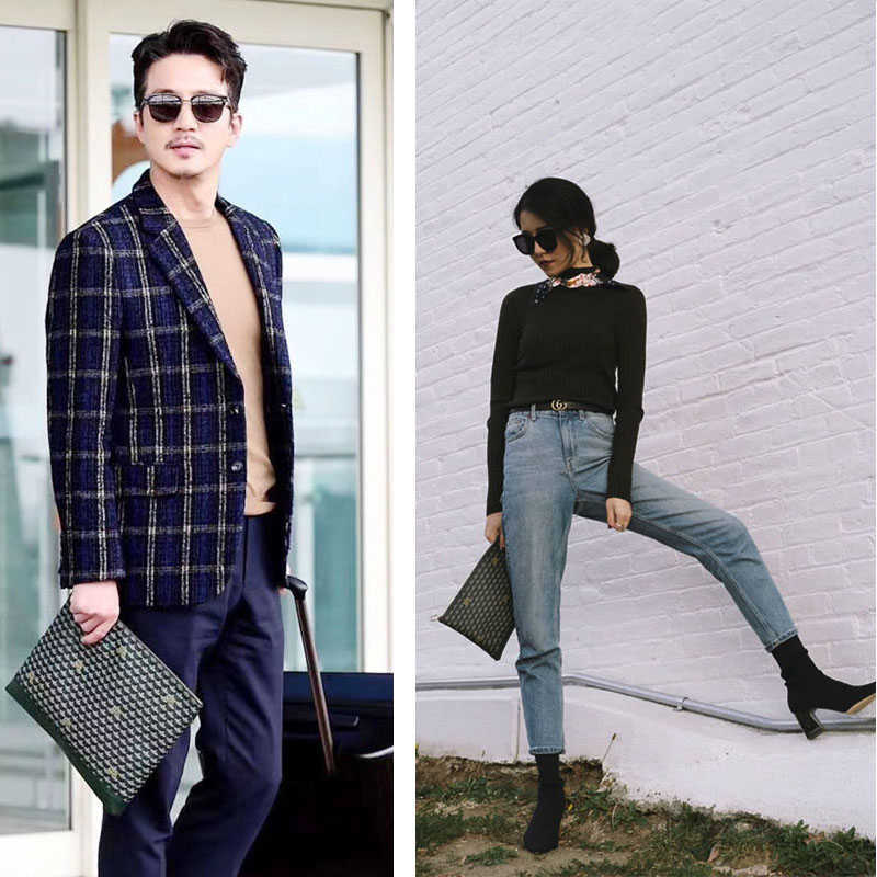 

Trendy Real Leather Womens Luxury Clutch Evening bag Personality Fashion High-capacity Envelope Handbag Faure Designer Mens Briefcase With Zipper, Blue medium