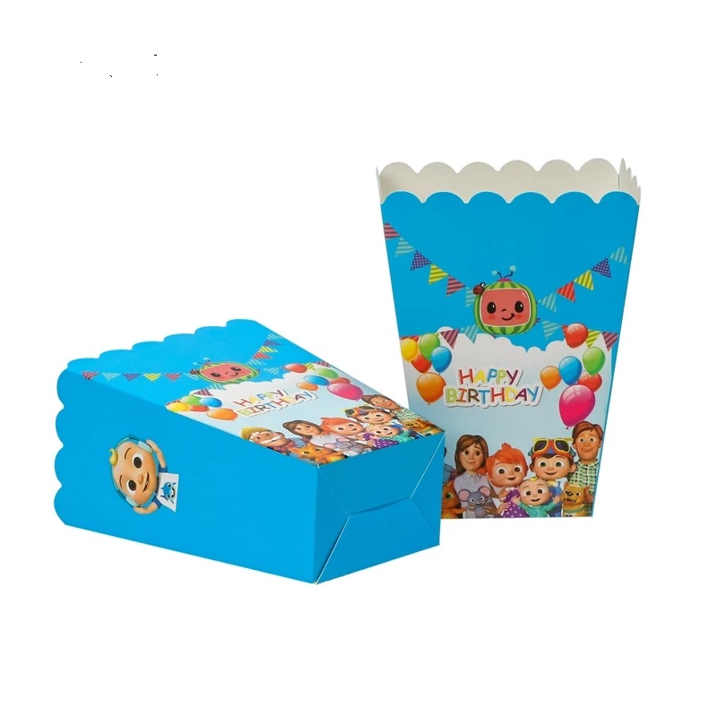 

Happy Birthday Party Cocomelon Banners, Gifts Candy Box Kids Favors Baby Shower Paperboard Popcorn Boxes Decoration Supplies 30pcs
