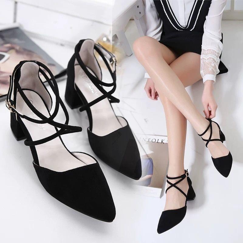 

Dress Shoes Women Heels Sandals Women's Summer High 2021 Heel Chaussure Femme Zapatos Mujer, Black 1cm