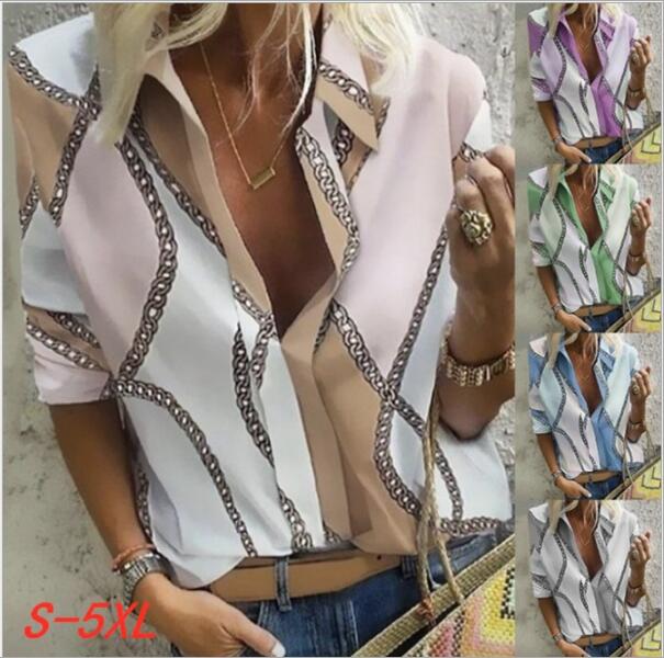 

Women Lapel Neck Autumn Winter Printed Blouse Luxury Floral Blouses New Autumn Fashion Designer Shirts Tops Long Sleeved Shirt -5XL 2020
