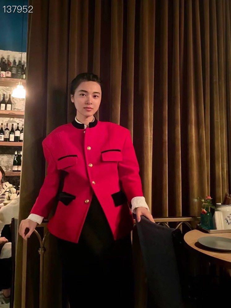 

Women's Jackets Rk2102 Fashion Women Coats & 2021 Runway Luxury European Design Party Style Clothing, Red